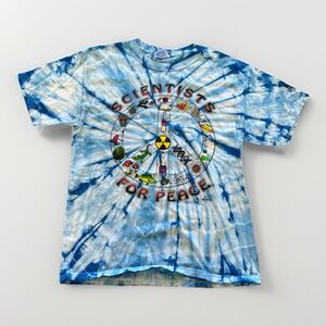 Scientist for Peace Shirt Mens M‎ Blue Tie Dye Hippie Y2K McWane Center Alabama